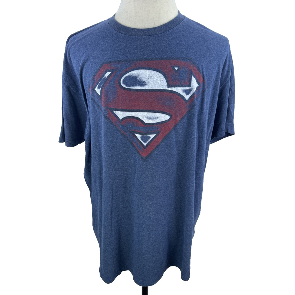 DC Comics Vintage Distressed Blue/Gray Superman T-Shirt Men's Size XXL‎